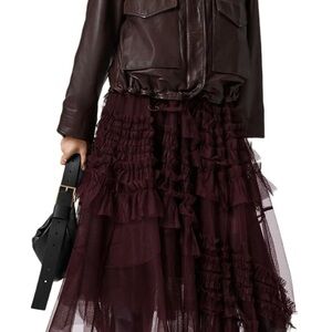 All Saints Jen Tulle Oxblood Skirt